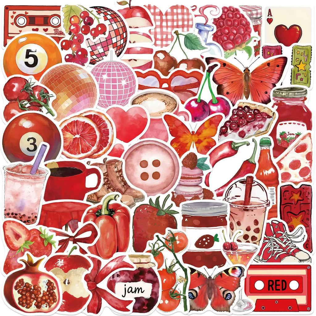 50/100PCS Cartoon Cherry Downtown Stickers Decorative Guitar Notebook Luggage DIY Waterproof