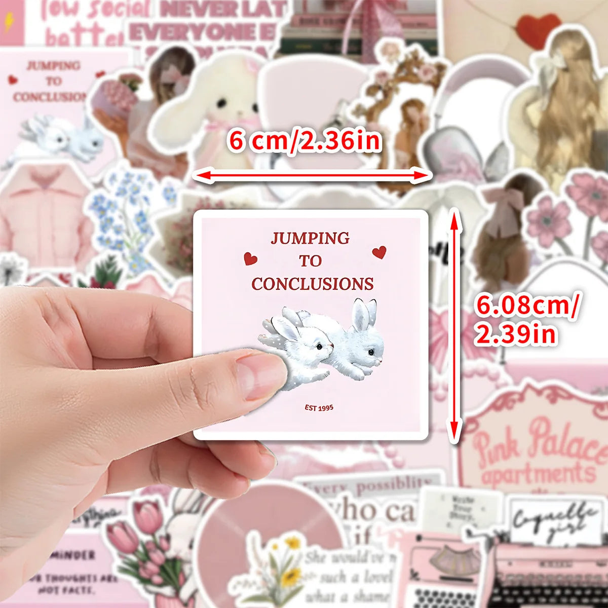 50/100PCS5 Cute Pink Graffiti Stickers Water Cup Computer Waterproof Decoration Stickers Creative Stationery Stickers