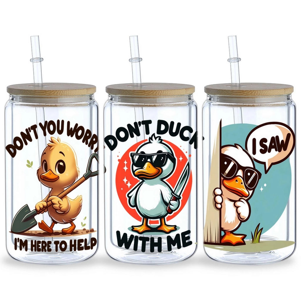 5 Sheets Animal UV DTF Cup Stickers, DTF Friction Transfer Stickers, Waterproof Cow Horse Duck Transfer Stickers