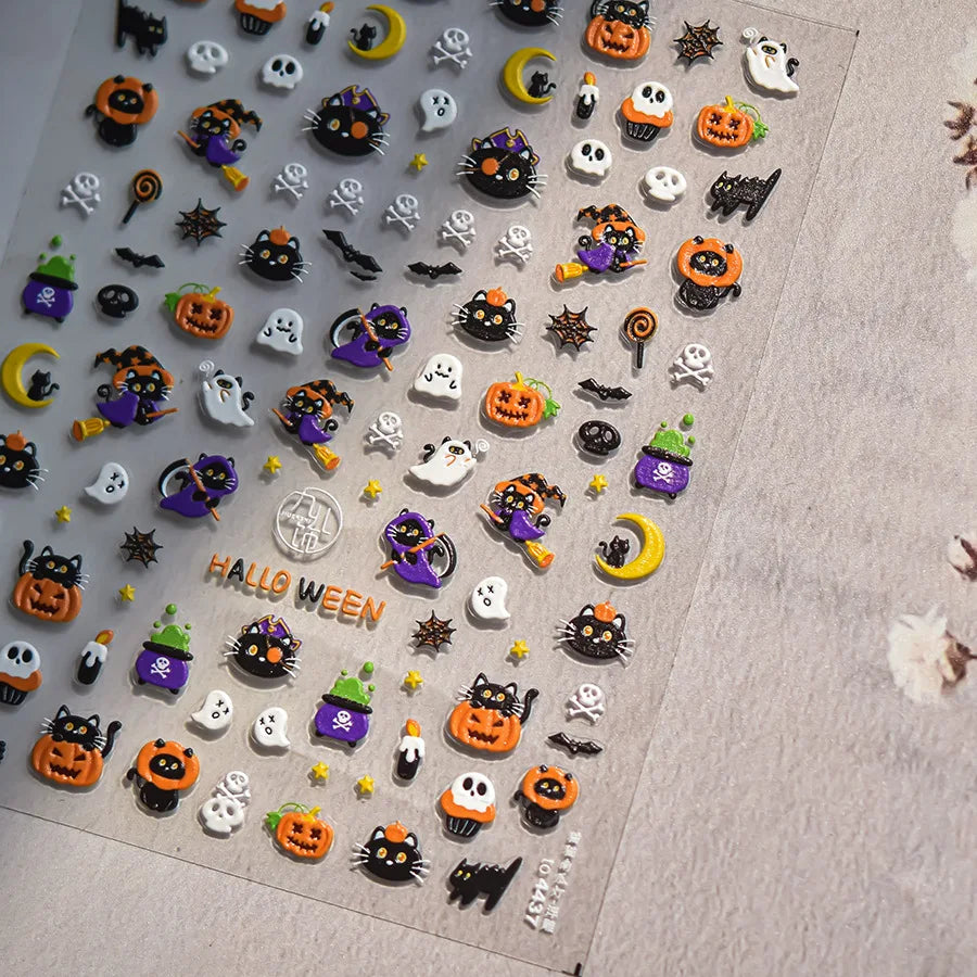 Jelly Halloween Skeleton Stickers Nail Art Cool Evil dark style decorative Nails Sticker DIY Trendy Manicure Ornaments Supplier