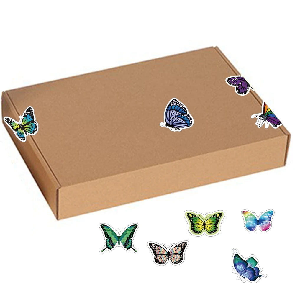 500Pcs/roll Cartoon Butterfly Stickers Luggage Decoration Cartoon Phone Graffiti Stationery Laptop DIY Cafe Creative Stiker