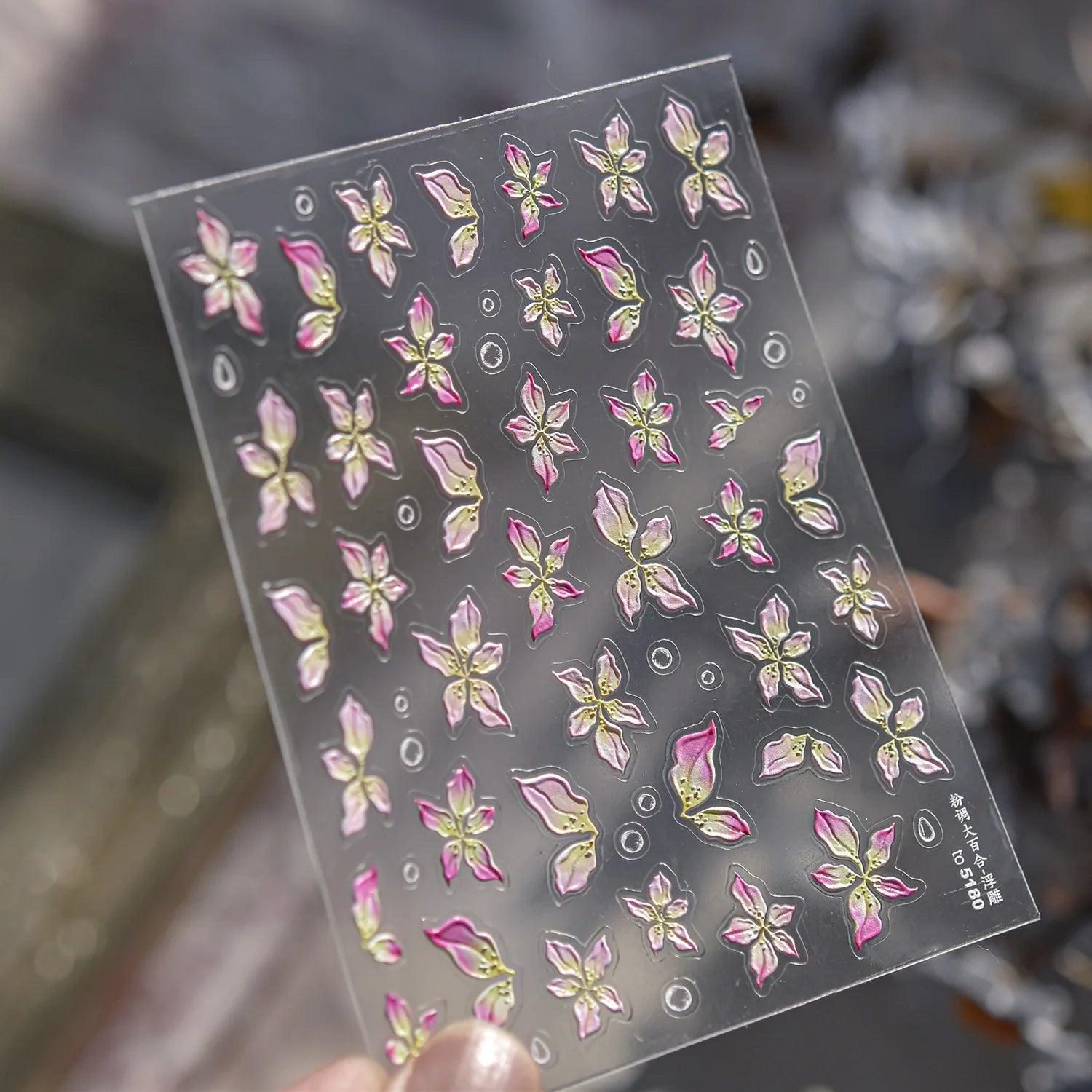 Classic White Flowers Nail Charms Stickers 5D Embossed Pearls Flowers Ribbon Design Nail Art Stickers DIY 3D Manicure Decoration