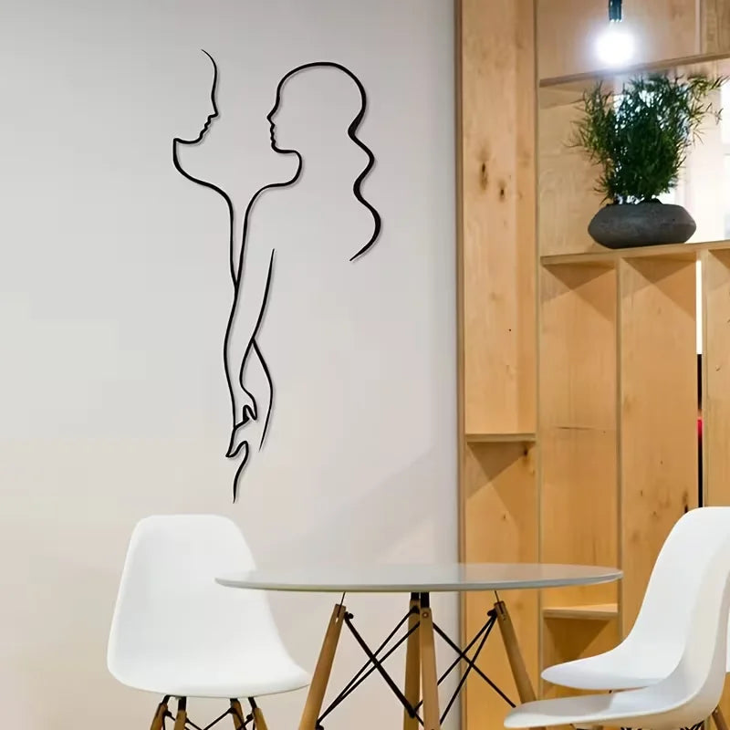 1pc Abstract Couple Wall Decal - Self-Adhesive, Removable Sticker for Bedroom, Living Room, Entryway & Porch Decor - Perfect for