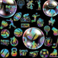 50 Pcs Silver Laser Sports Style PET Stickers Decorating Luggage Water Bottles Stickers
