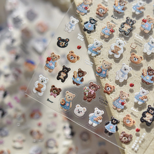 1pc Embossed Nail Stickers Kawaii Cartoon Cat Nail Art Stickers Balet Stylies Self Adhesive Autumn and Winter Nails Decorations
