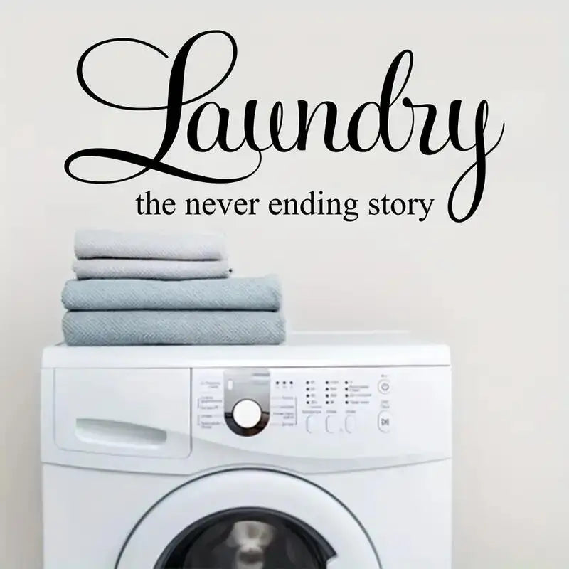 1pc Laundry The Never Ending Story Wall Sticker Washer Dry Family Quote Wall Decal Laundry Wash Room Vinyl Home Decor
