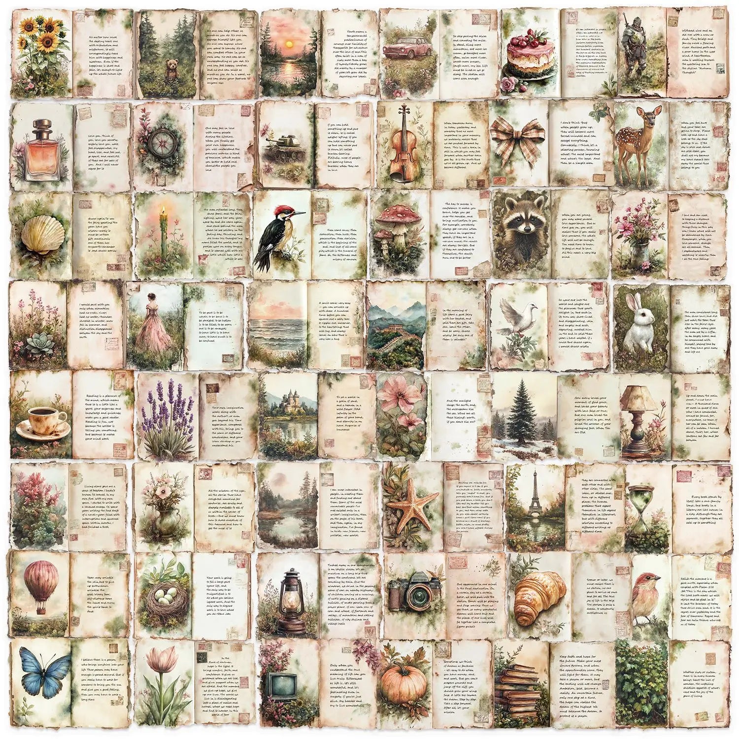 50/100 PCS Transparent PET Retro Watercolor Diary Sticker Pack Waterproof Decorative Guitar Notebook Water Cup Stickers