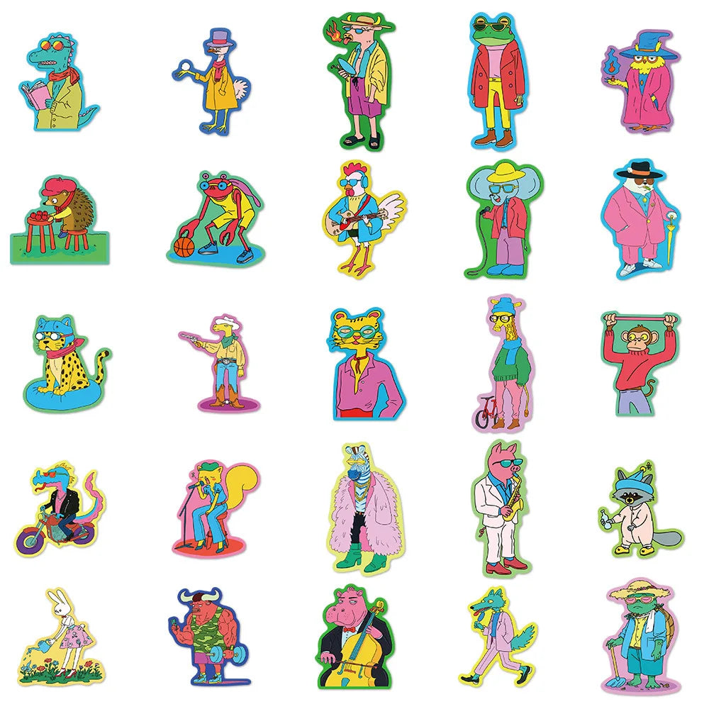 50/100PCS Cartoon Cute Graffiti Animal Colorful Stickers Luggage Handbooks Skateboard Decor Stickers