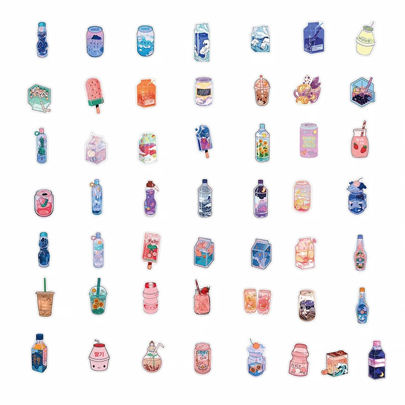 10/30/50PCS Japan Dink Sticker Aesthetic Sketchbook for Kids Children's PVC Decoration Scrapbooking School Stationery Supplies