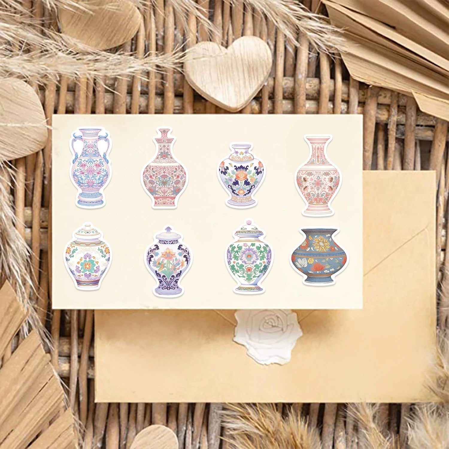 52/104 PCS Cartoon Porcelain Vase Graffiti Stickers Decorative Guitar Notebook Luggage DIY Waterproof Stickers