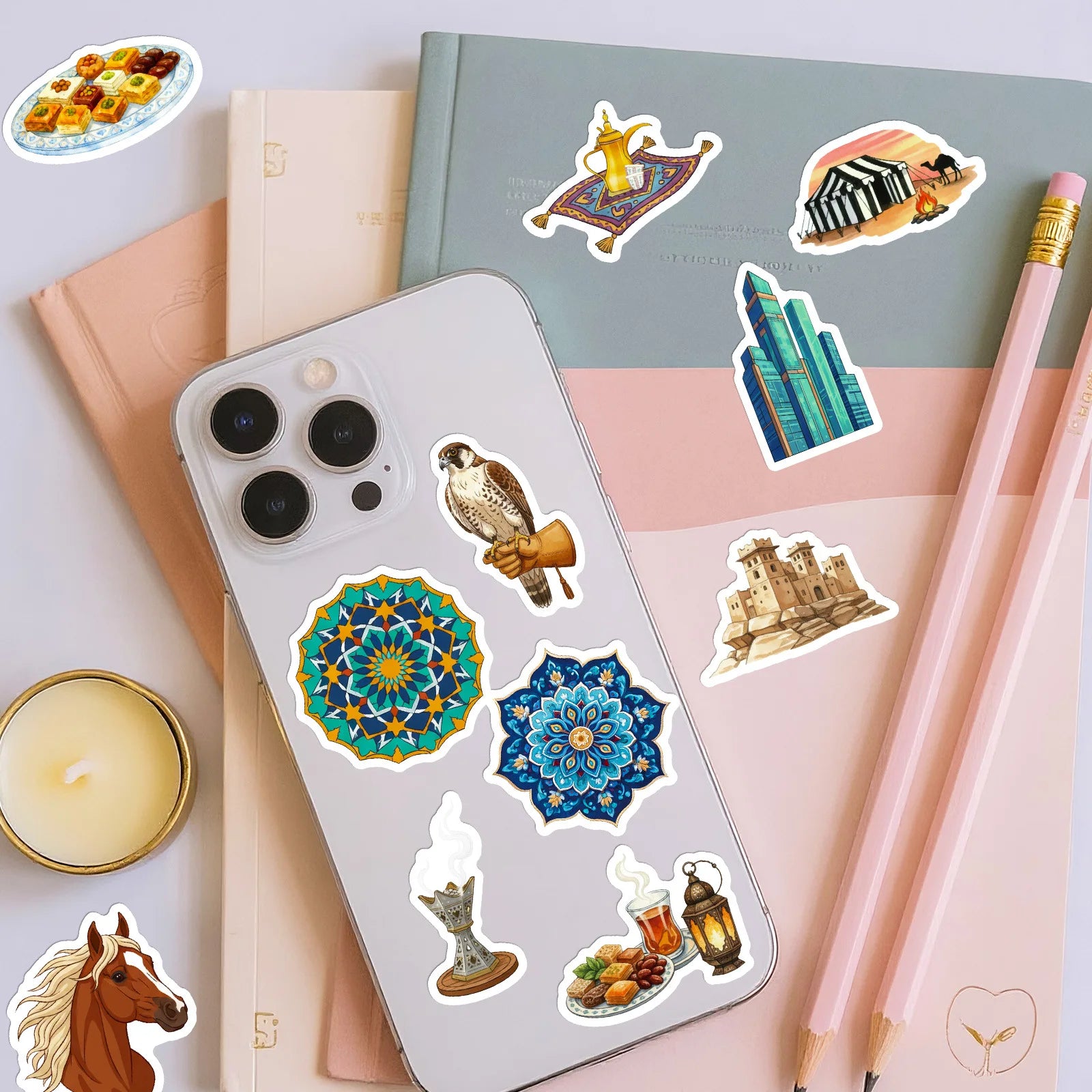56/112 Pcs Arabic Style Desert Camel Architecture Creative Stickers for Laptop Album File Holder Helmet Guitar Car Desk Decals