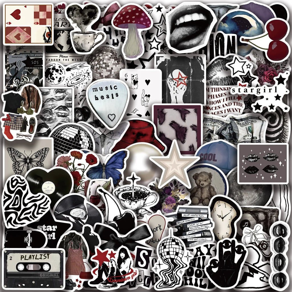 100Pcs Multi-Style Y2K Downtown Girls Stickers, DIY Decor Decals for Guitar Notebook Fridge Kids Stationery Waterproof Stickers