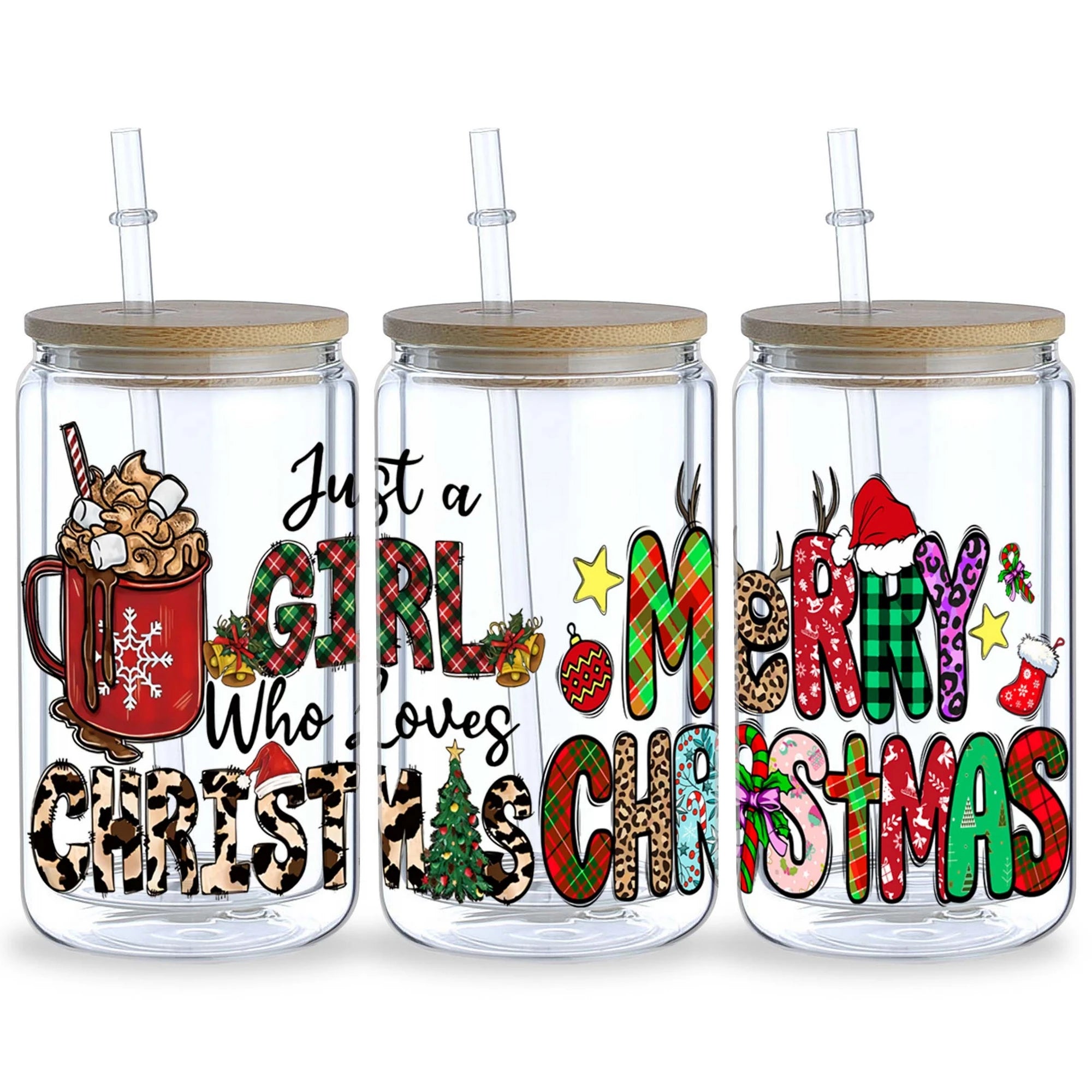 5 sheets Christmas UV DTF Cup Stickers, DTF Transfer Stickers, Waterproof Snowman Wipe-Off Transfer Paper for 16oz Glass, Mug