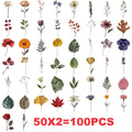 50/100PC Cartoon Plant Sticker Pack Waterproof Transparent PET Decorative Guitar Notebook Stationery Stickers