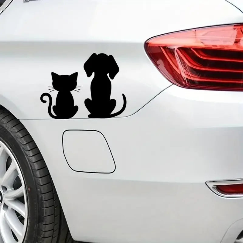 2pcs Decals Dog And Cat Lover Animal Black Premium Waterproof Vinyl Decal Stickers For Laptop Phone Accessory Helmet Car Window