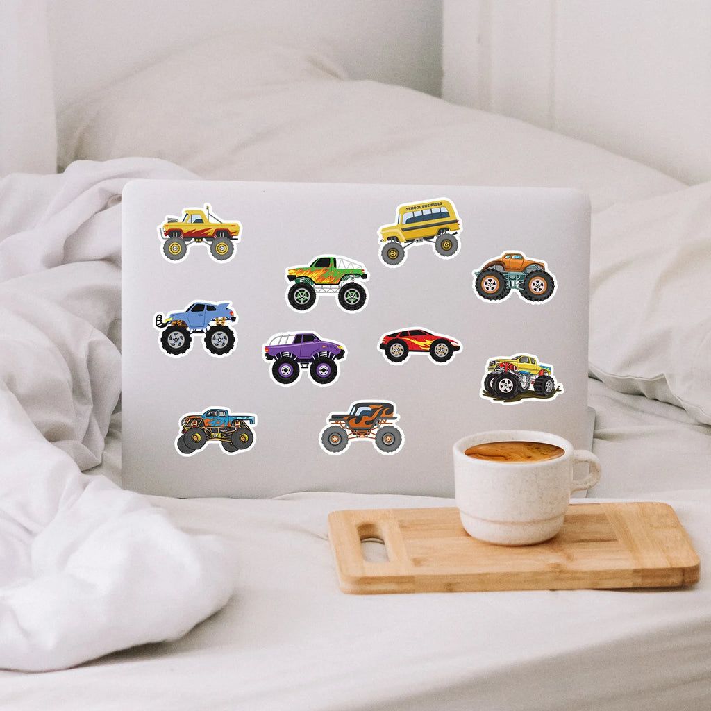 50/100PCS Monster Truck Graffiti Stickers Laptop Phone Decorative Stickers Waterproof Children's Stationery Stickers