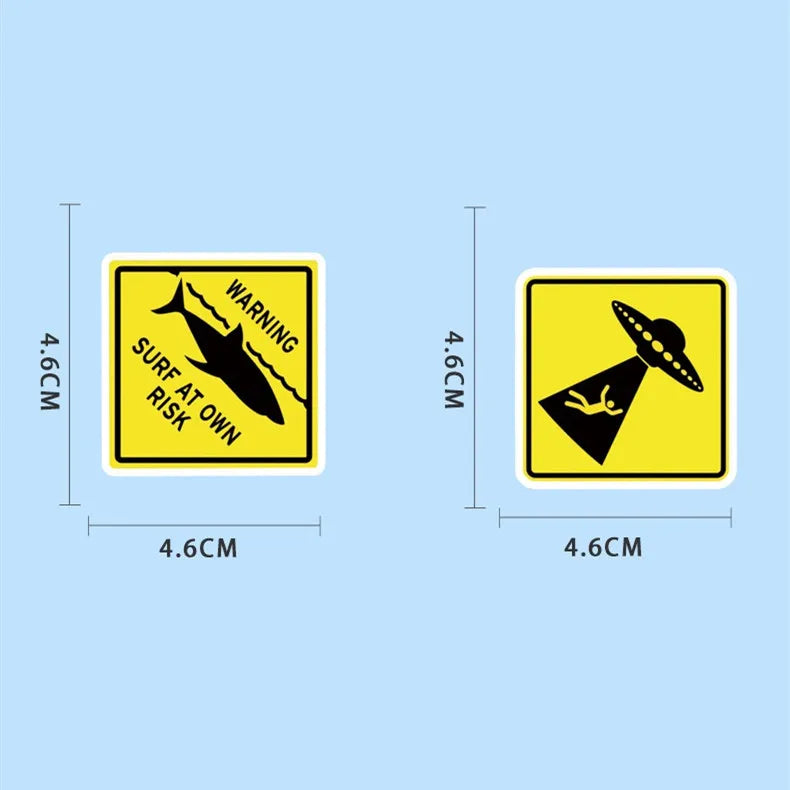 60-Piece Fun Warning Sign Graffiti Stickers for Phone Case Notebook Luggage Car Decorative Decals