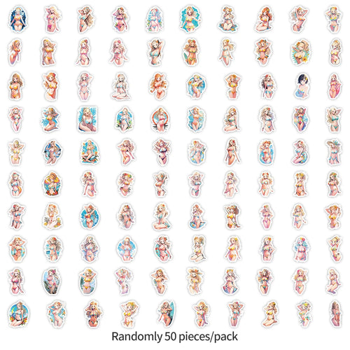 100 Pcs Cartoon Bikini Cartoon Sickers, Car Phone Water Cup Decoration Stickers, Waterproof Stationery Stickers