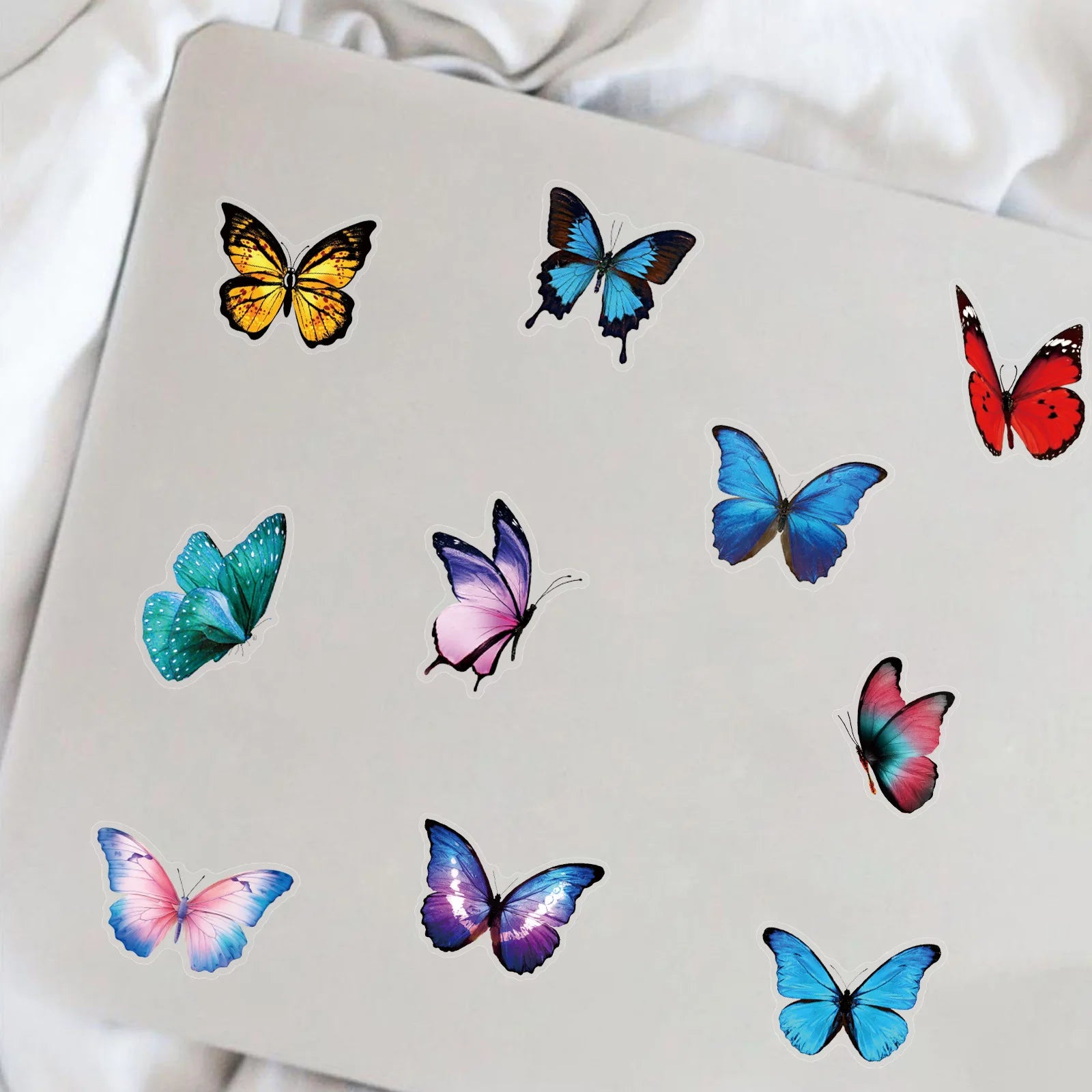 50PCS Cartoon Colorful Butterfly Stickers Pack Waterproof Transparent PET Decorative Guitar Notebook Stickers