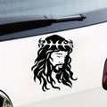Jesus Face Silhouette Cut Out, In The Style Of Sgrafitto Car Sticker