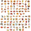 56/112Pcs BBQ Food Kitchen Theme PET Stickers, Stationery Notebook Phone Guitar Gift Box Luggage Fridge Decor Aesthetics Decals