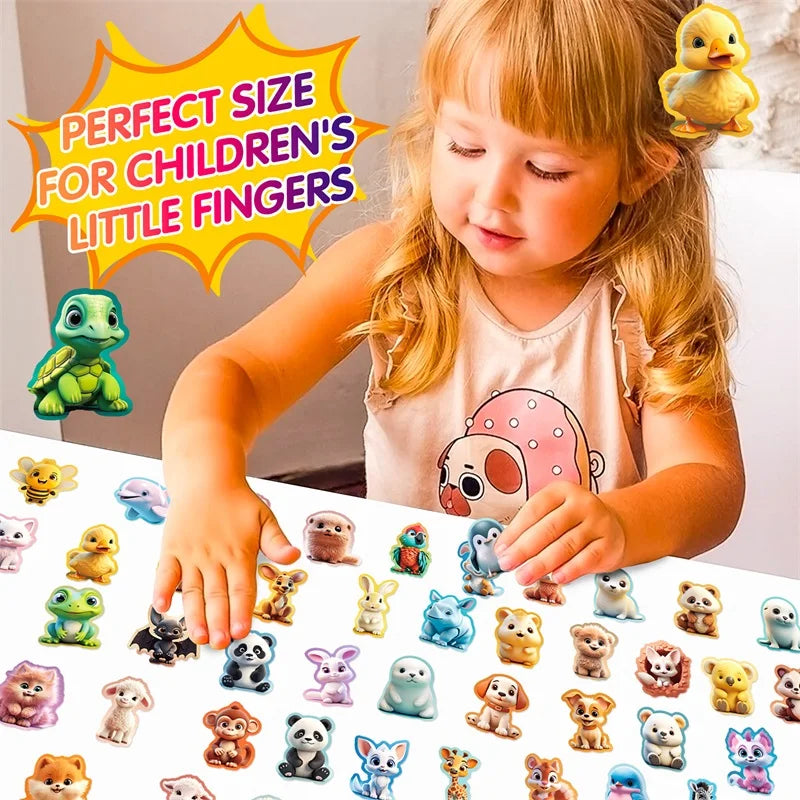 10/30/50PCS Cute 3D Cartoon Animal PVC Sticker Aesthetic Chidlren's Stationery Decoration Scrapbooking School Supplies for Kids