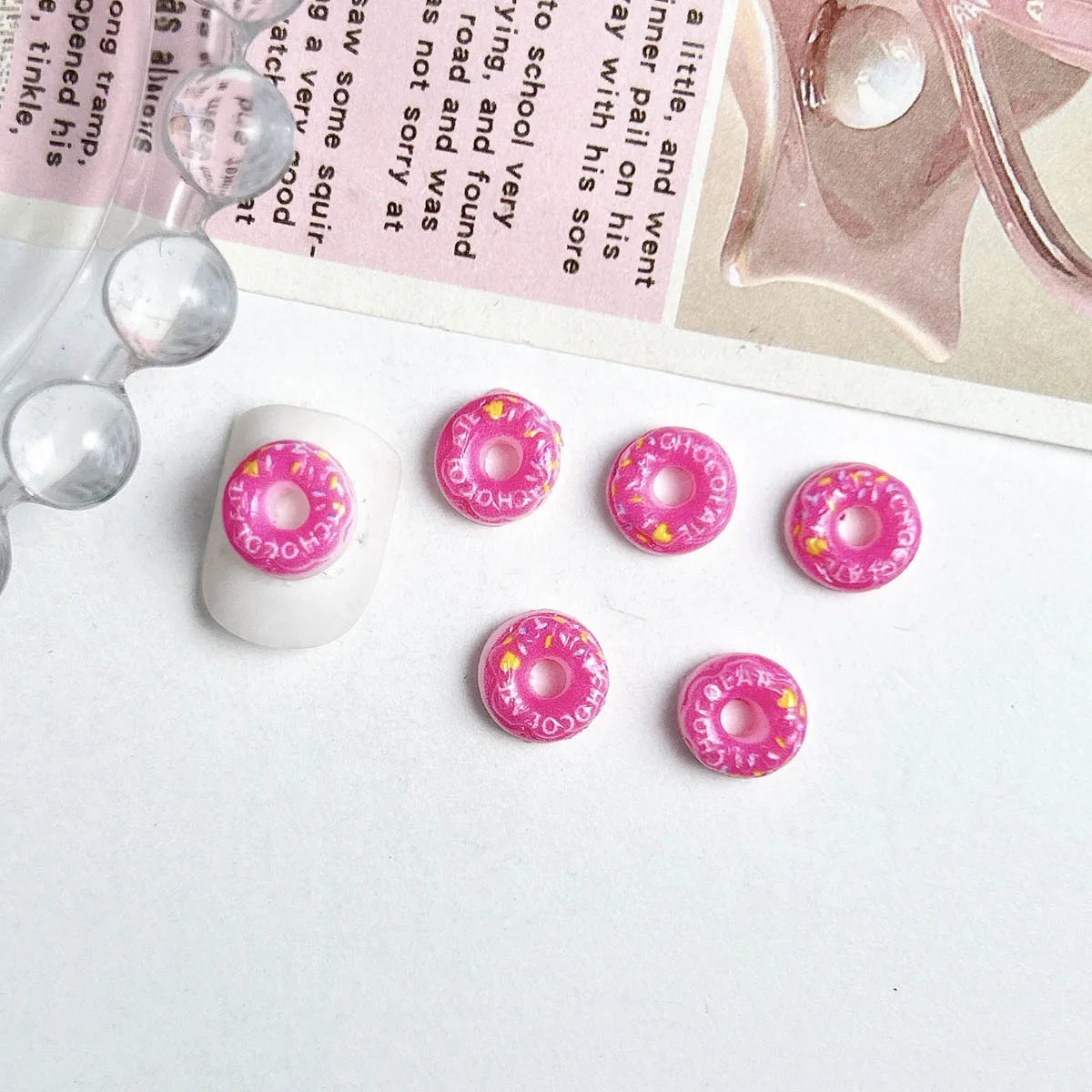 20PC Candy Nail Charms Lumious Cartoon Donut Nail ArtF Accessories Creative Simulated Painted Doughnut Nail Decorations Supplies