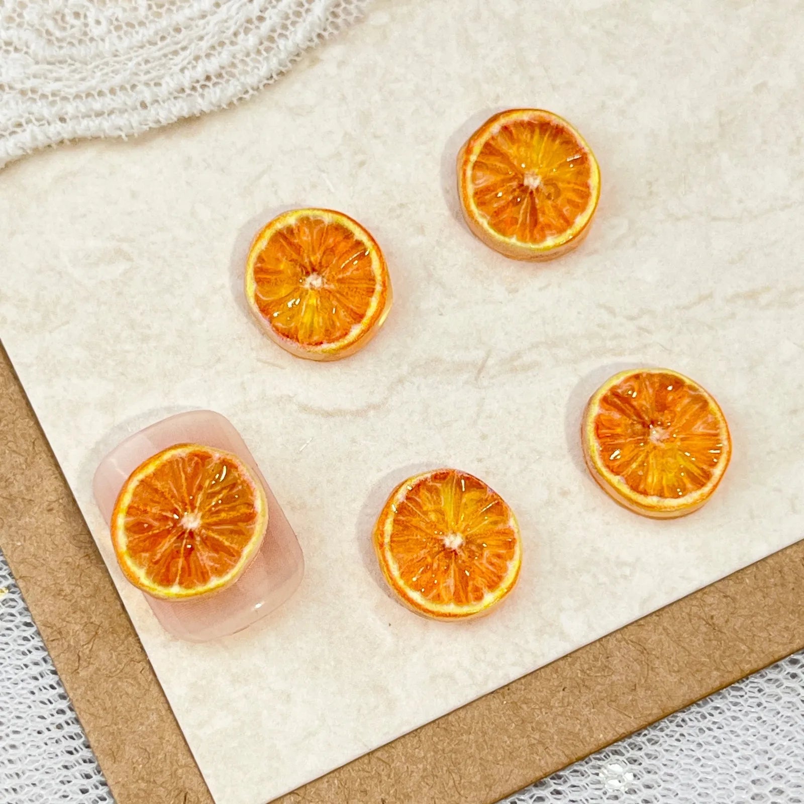 Sliced Fruits Orange Resin Nail Charms Simulated Food Toys Lemon Slices Nail Art Accessories DIY Cream Glue Manicure Decorations