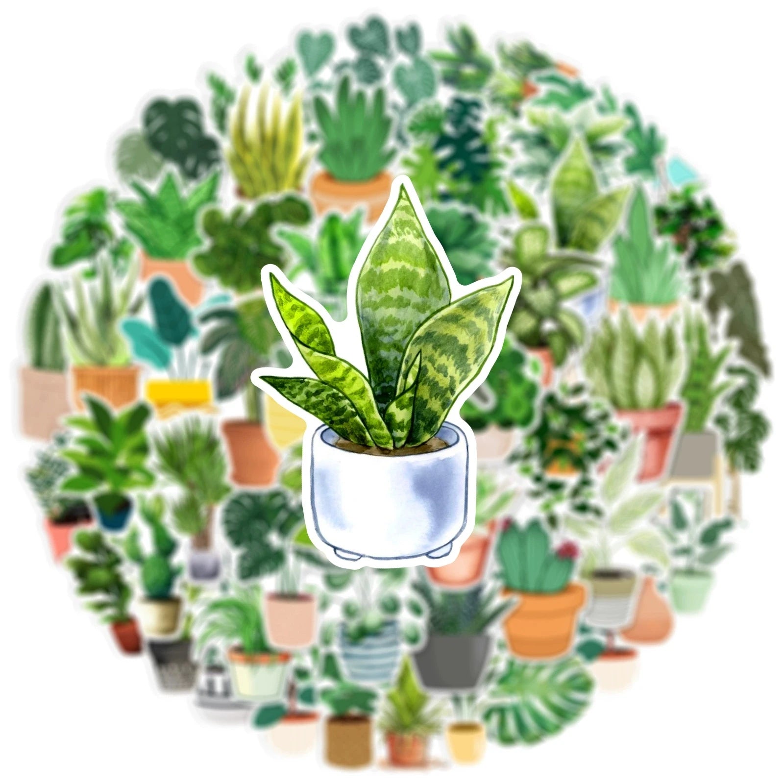 50/100PCS Green Potted Plants Graffiti Stickers Waterproof Trolley Box Motorcycle Scooter Notebook Refrigerator Stickers
