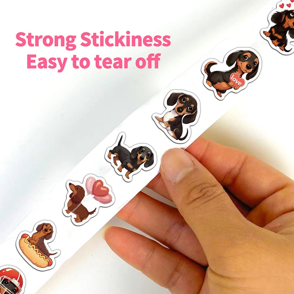 500PCS Cute Sausage Dog Style Reward Stickers 10 pieces 2.5cm/1.0-inch Dog Learning Reward Set Party Gift Stamps