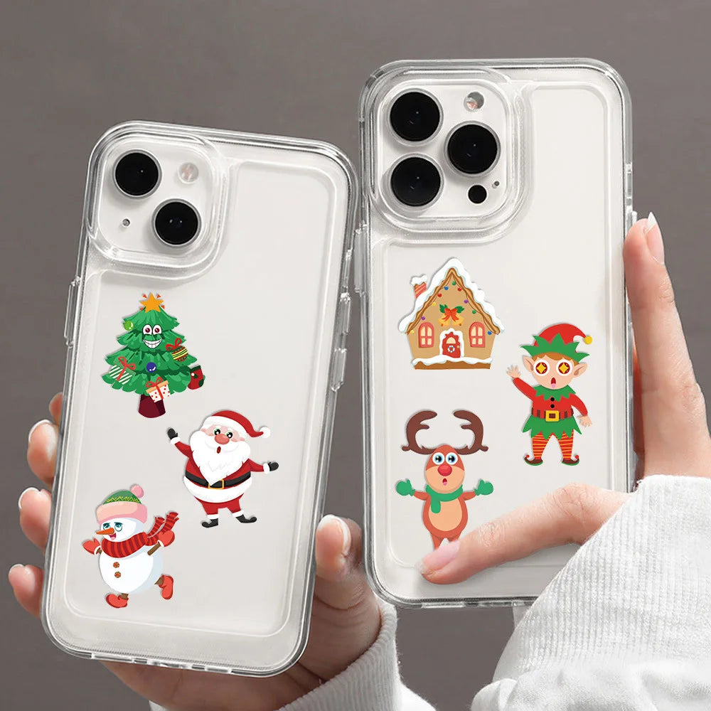 8Pcs Puzzle Cartoon Christmas Snowman Party Make a Face Stickers Handicrafts Waterproof Stickers