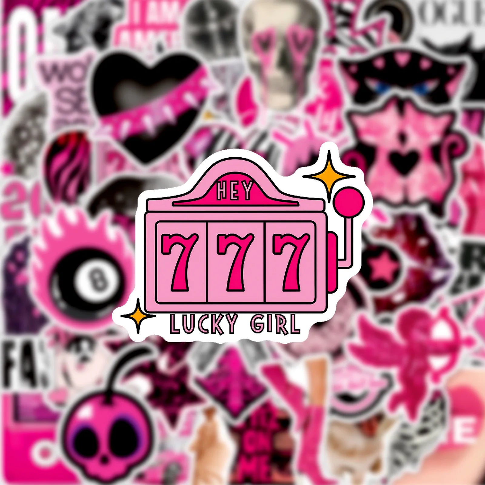 50/100Pcs Retro Y2K Black Pink Cool Ins Stickers DIY for Skate Helmet Suitcase Guitar Window Furniture File Holder Waterproof