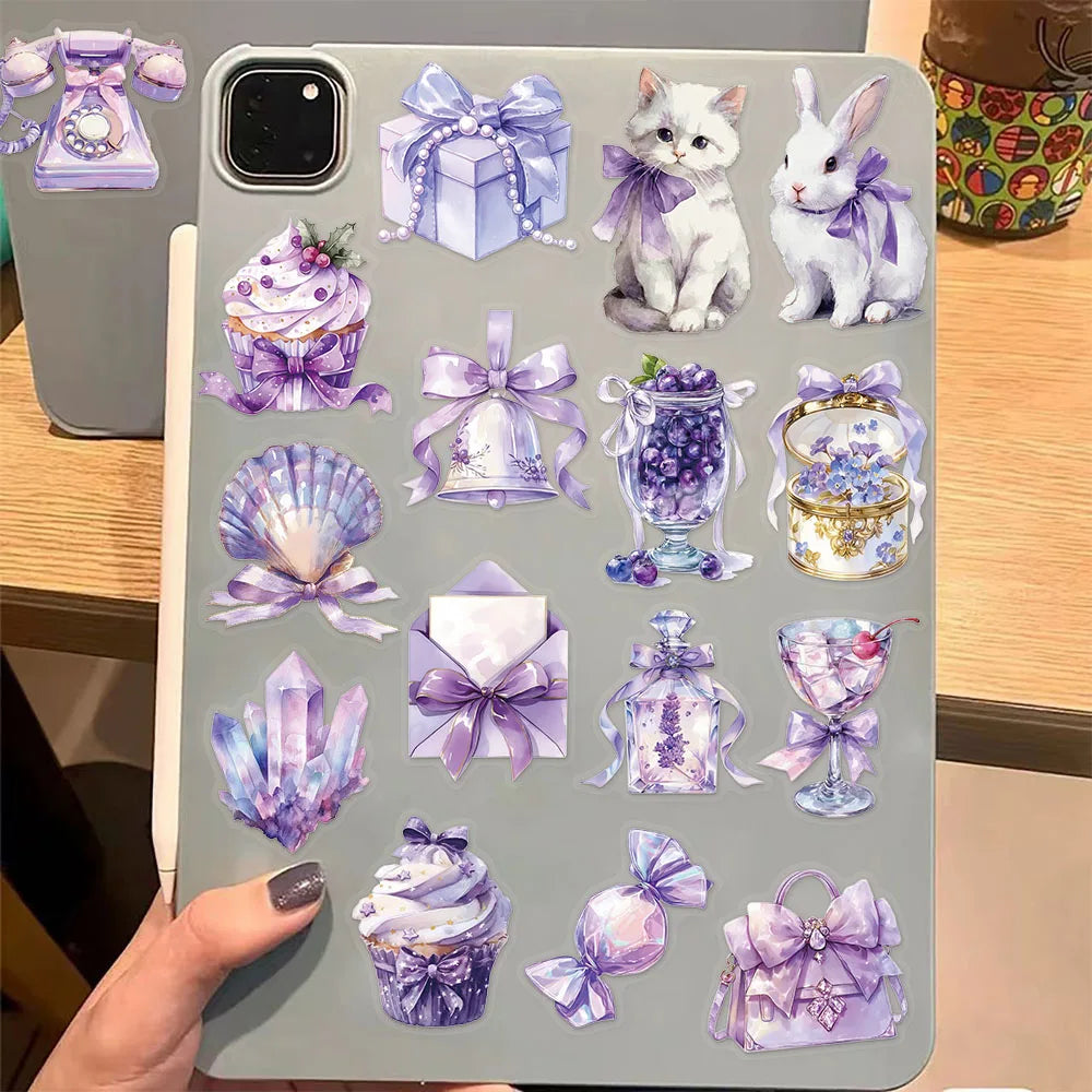 50PCS Purple Dream Creative Transparent PET Sticker Set DIY Brochure Decoration Notebook Tablet Toy Stickers