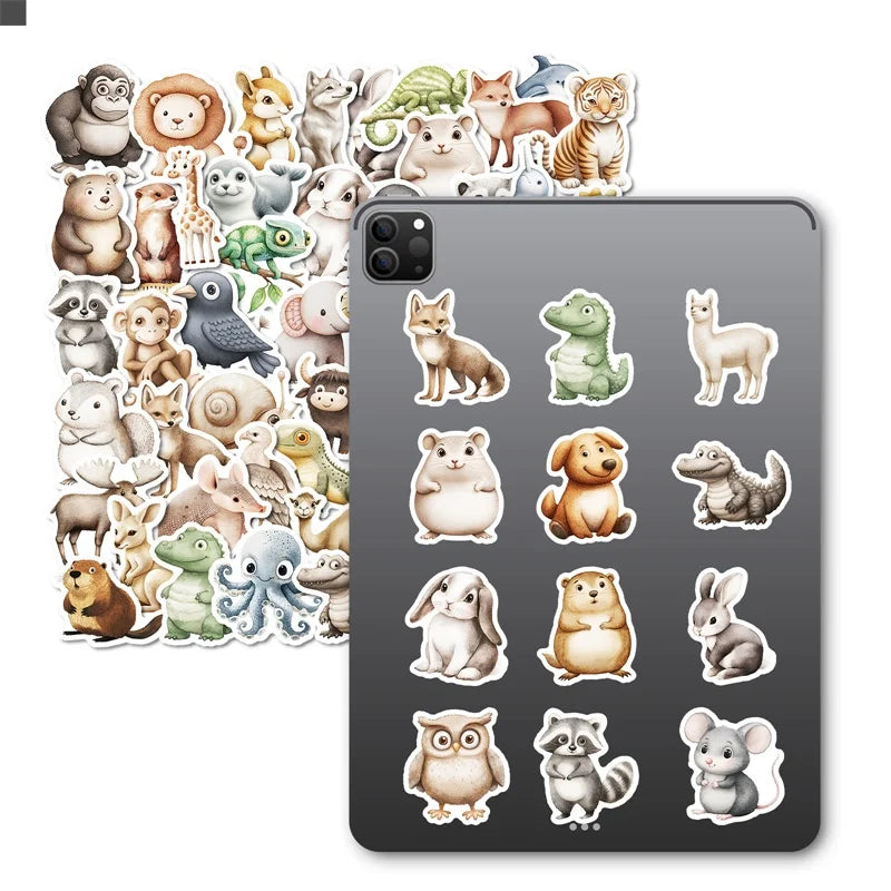 10/30/50PCS 3D Simple Animal Sticky PVC Sticker Aesthetic Children's Stationery DIY Decoration Scrapbooking School Supplies