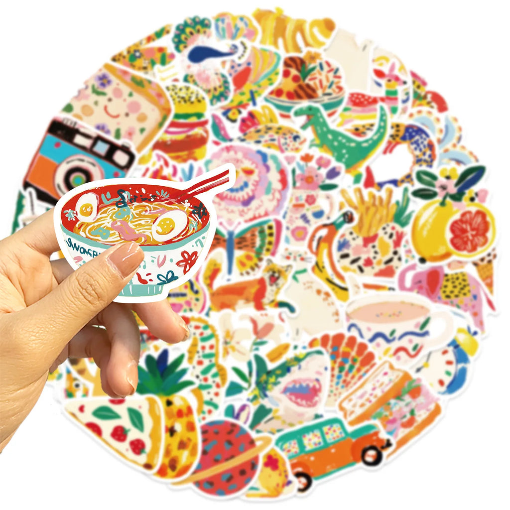 50 PCS Cartoon Color Illustrations, Graffiti Stickers Decorate Guitar Notebook Luggage DIY Waterproof Stickers