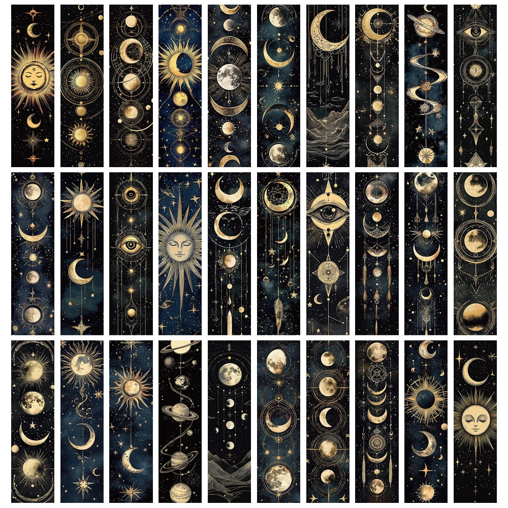 30PCS Mysterious Celestial Body Bookmarks Vintage DIY Page Reading Book Art Stationery Landscape Gift Creative Cards Bookmark