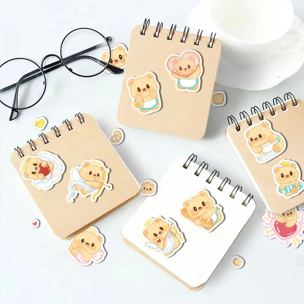 8/16PCS INS Style Butter Bear Puzzle Stickers Waterproof Diary Notebook Stationery School Supplies DIY Decorative Stickers