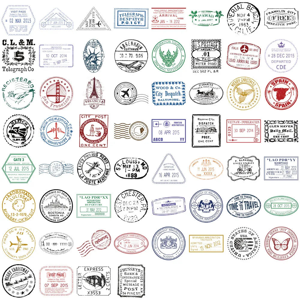 60/120PCS Creative Retro Postmark Stickers, Envelope Sealing Stickers, DIY Phone Cases, Notebook, Waterproof Sticker