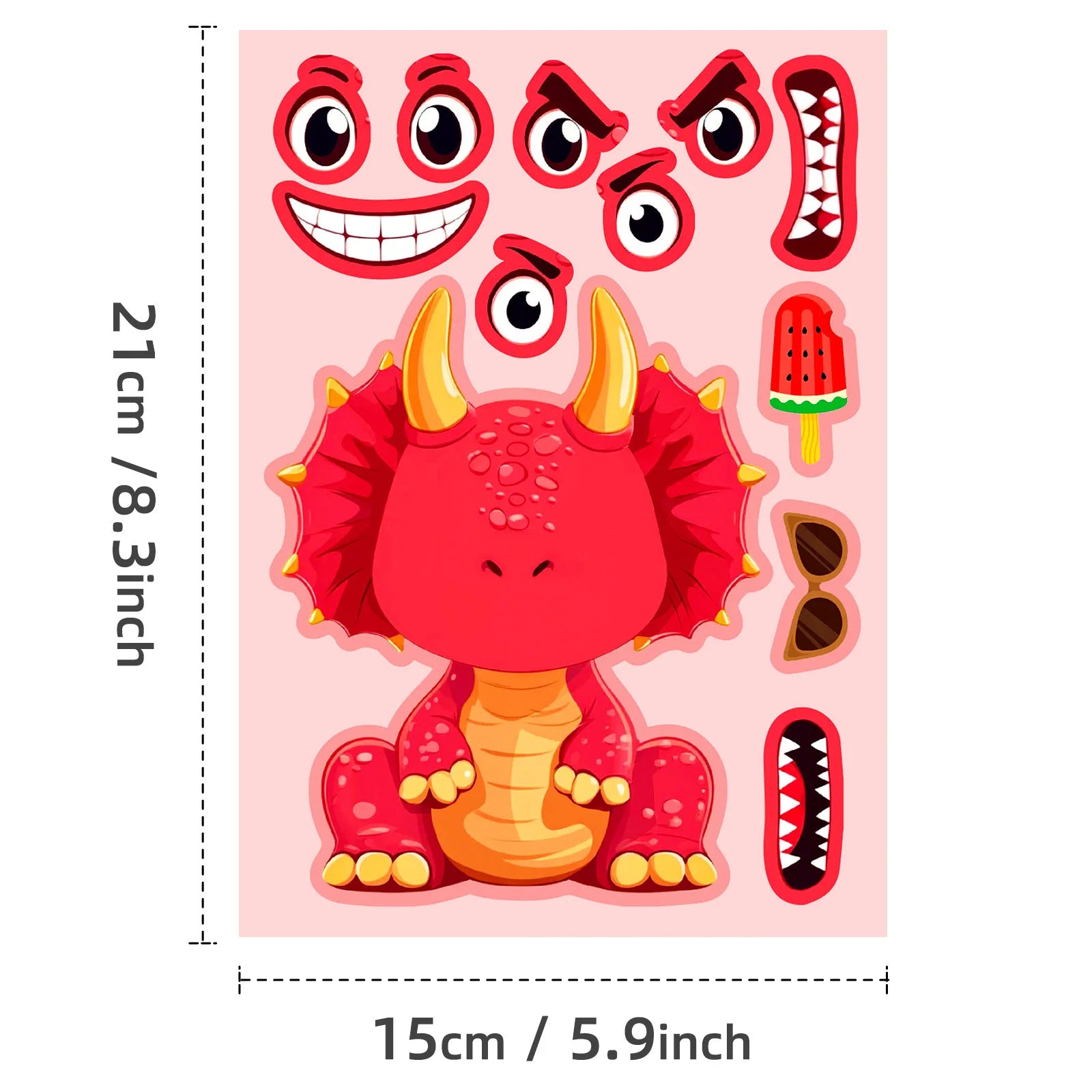 6/12PCS Dinosaur Puzzle Face Changing Stickers Cute Cartoon Children's Toys Stationery Reward Stickers