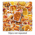 50-Pack Waterproof Fried Chicken Food Graffiti Stickers for Phone Tablet Helmet Guitar Skateboard Luggage Decoration