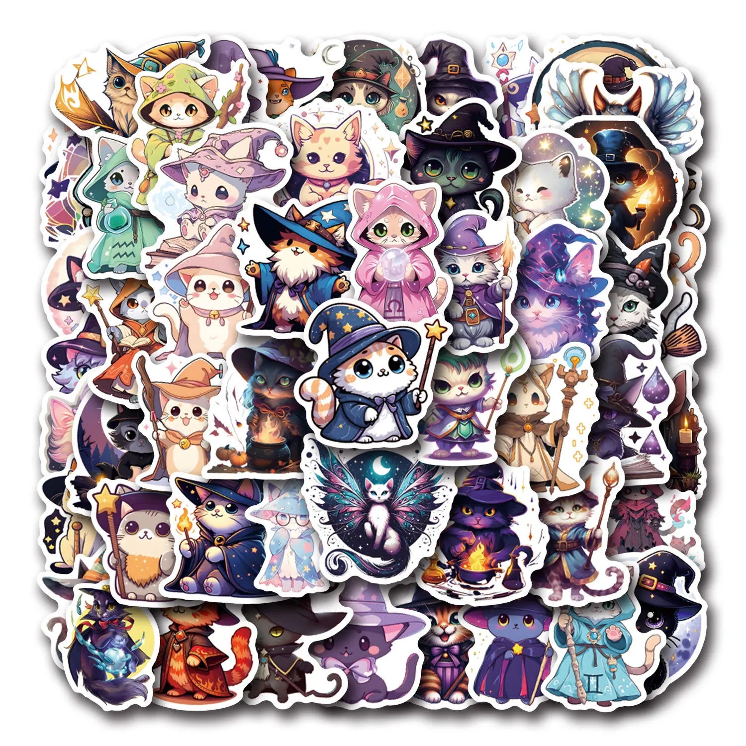 55/110PCS Cartoon Magic Cat Personality Graffiti Sticker Car Luggage Water Cup Notebook Sticker