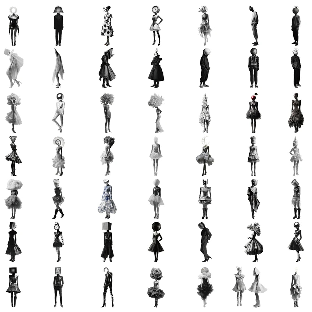 50PCS Minimalist Surrealist Photography Monochrome Sticker Notebook Laptop Notebook Coffee Suitcase Aesthetic Scrapbook Stickers
