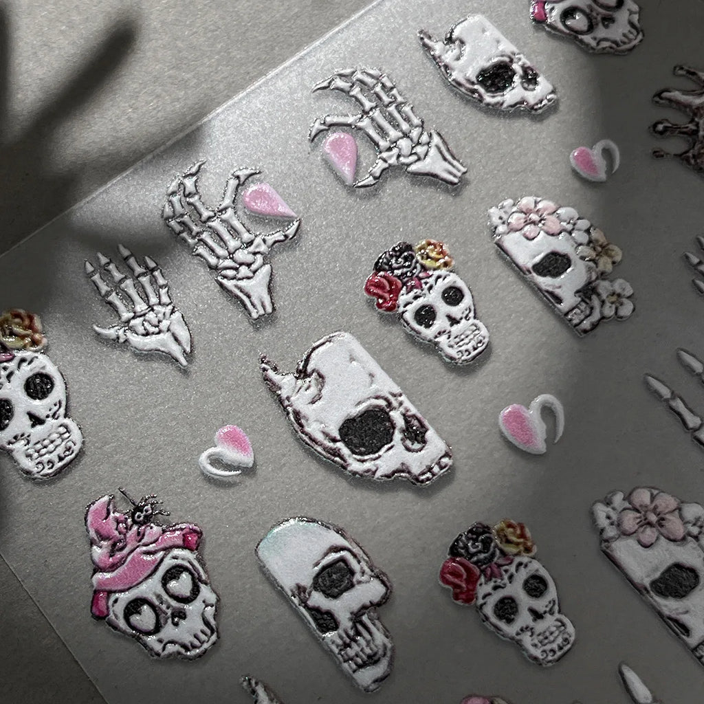 Jelly Halloween Skeleton Stickers Nail Art Cool Evil dark style decorative Nails Sticker DIY Trendy Manicure Ornaments Supplier