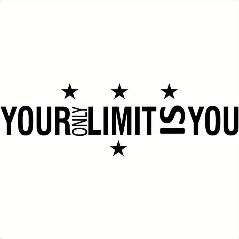 Breakthrough Self Wall Decal - "Your Only Limit is You" Motivational Quote Sticker - Large 11"x36" Black & Inspirational PVC Rem