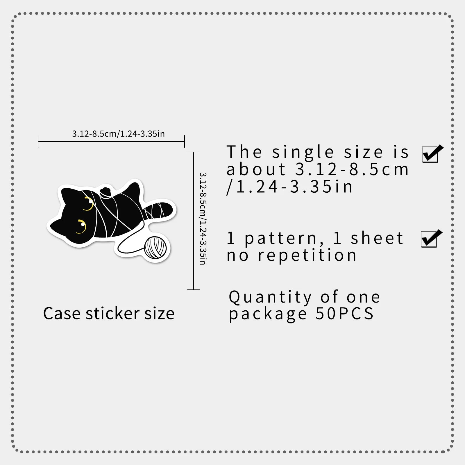 50/100PCS Cartoon Black Cat Daily Stickers Cartoon Cute Hand drawn Animal Creative Water Cup Ohone Stickers