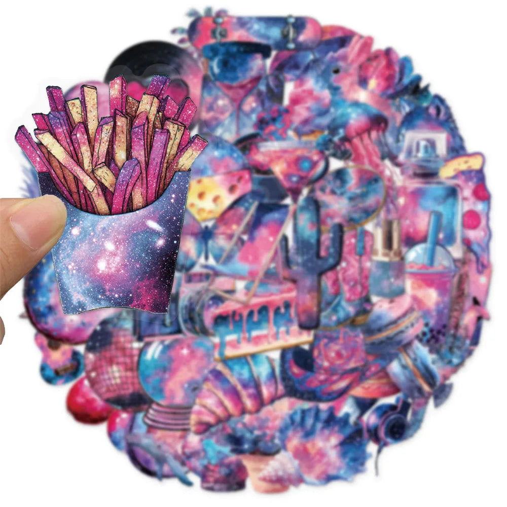 50PCS Starry Sky Ins Style Decorative Transparent PET Sticker Set DIY Brochure Decorative Notebook Tablet Toy Stickers