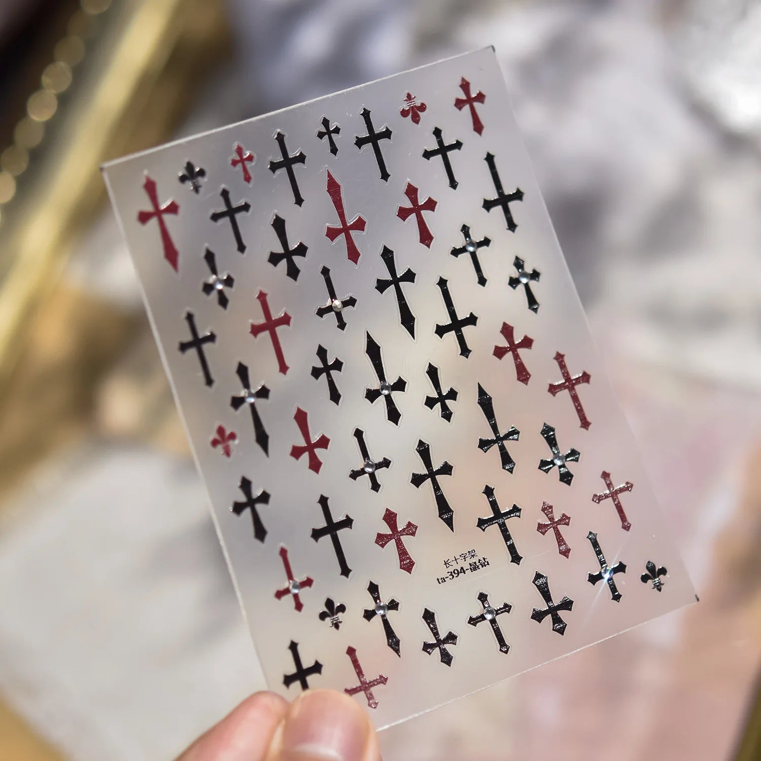 Red Cross Nail Decorations Stickers 5D Embossed Nail Art Stickers Choic Cross With Love Adhesive Manicure Accessories Decals DIY