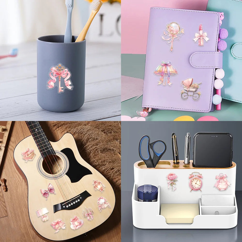 62/124 PCS Transparent Pink Personalized Graffiti Stickers for Luggage Water Cups Scooter Stationery Notebook DIY Stickers