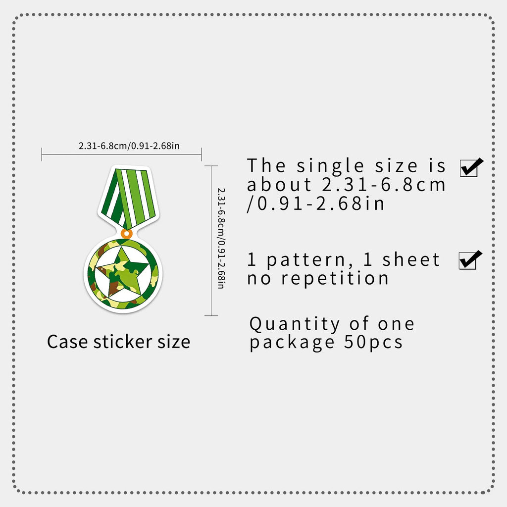 50-Pack Green Camouflage Military Gear Stickers Waterproof Cartoon Graffiti Decals for Helmet Car Phone Laptop