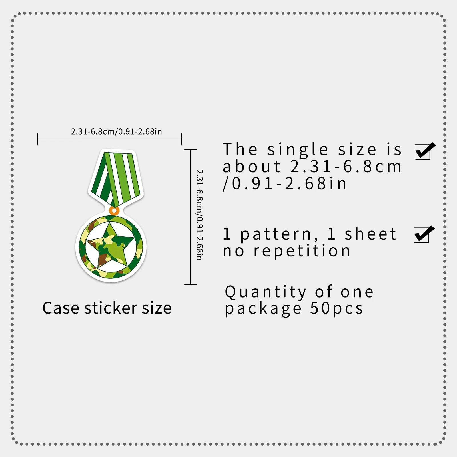 50-Pack Green Camouflage Military Gear Stickers Waterproof Cartoon Graffiti Decals for Helmet Car Phone Laptop